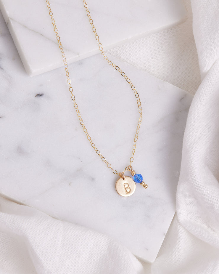 Initial and Birthstone Necklace