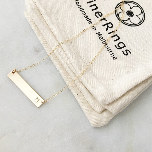 Rectangle Initial Stamped Necklace