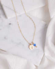 Initial and Birthstone Necklace