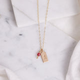 Initial and Birthstone Necklace