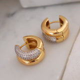 CZ & Gold Double Hoop