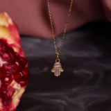 Solid Gold Hamsa Pendant Necklace