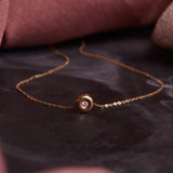 Solid Gold Diamond Bead Necklace