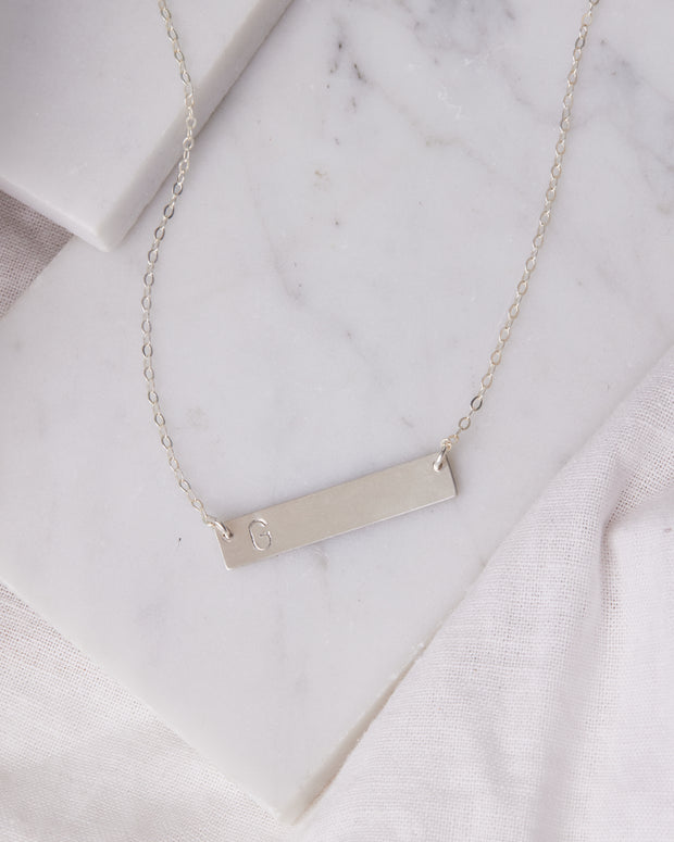 Stamped Initial Necklace - Bar