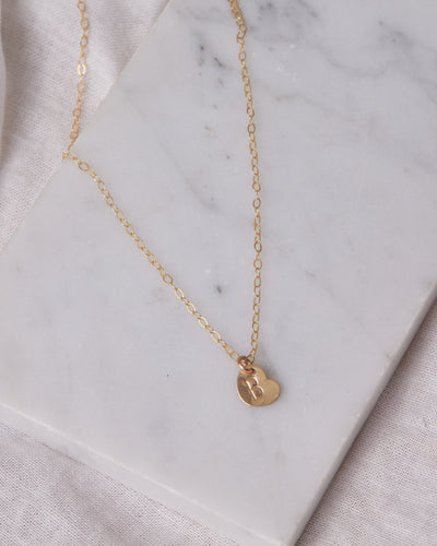 Stamped Initial Necklace - Heart