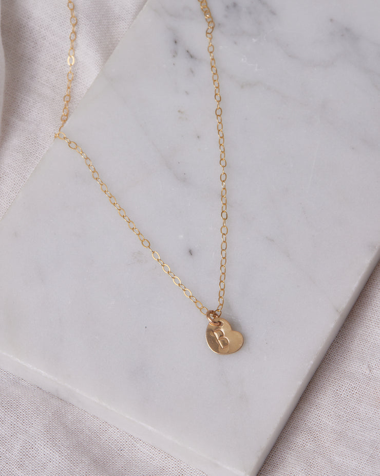 Stamped Initial Necklace - Heart