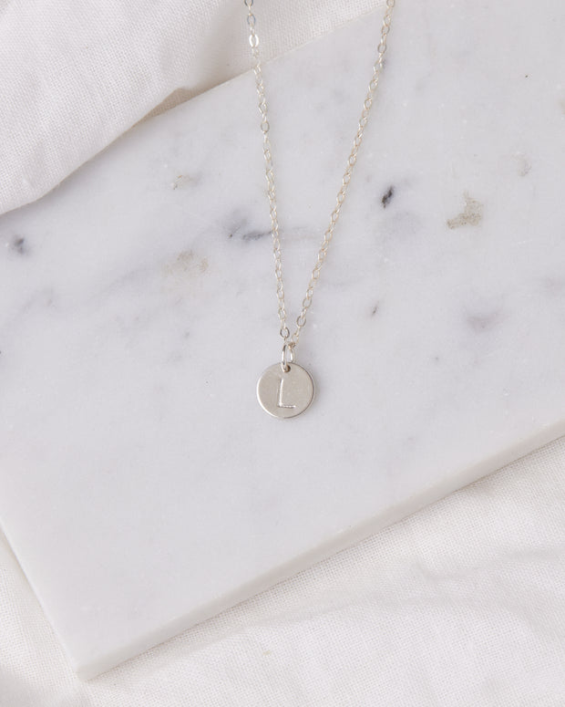 Stamped Initial Necklace - Circle