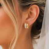 CZ & Gold Double Hoop