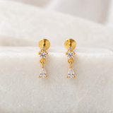 CZ Drop Flat Back Studs