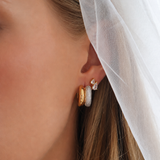 CZ & Gold Double Hoop