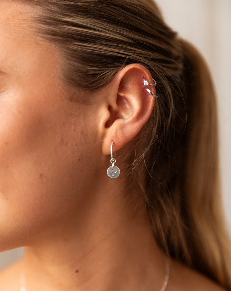 Stamped Initial Hoops
