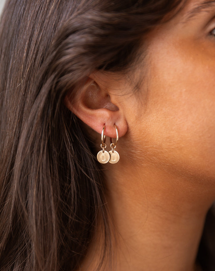Stamped Initial Hoops