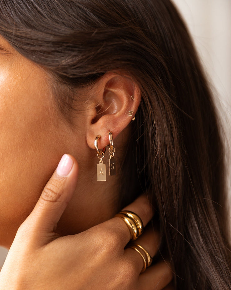 Stamped Initial Hoops