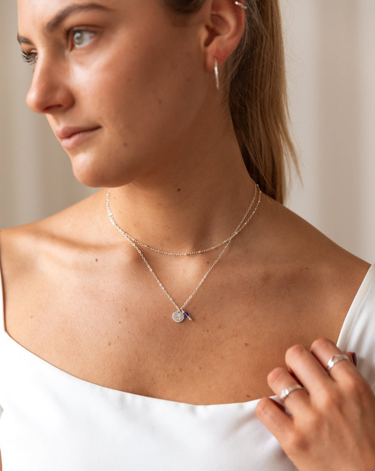 Initial and Birthstone Necklace