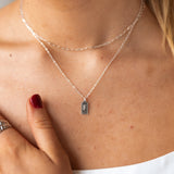 Stamped Initial Necklace - Rectangle