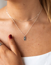Stamped Initial Necklace - Rectangle