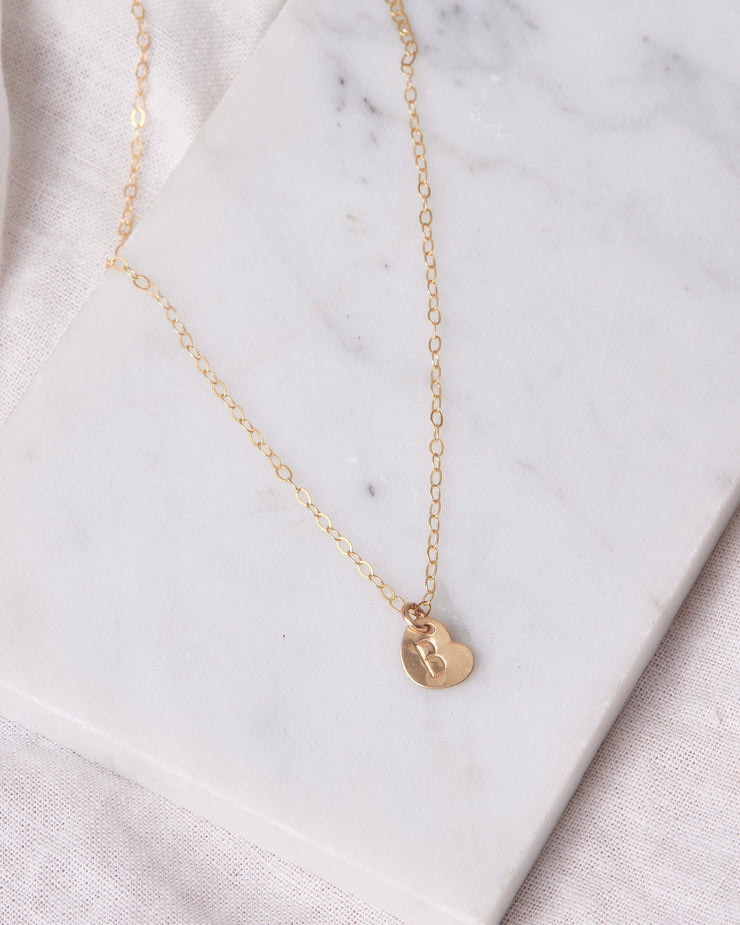 Stamped Initial Necklace - Heart
