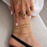 Oval Gem Linked Anklet
