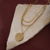 Coin and Herringbone Chain Layered Necklace