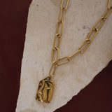 Gold Chunky Profile Pendant Necklace