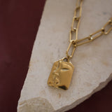 Gold Chunky Profile Pendant Necklace
