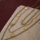 Layered Pearl and Solid Heart Necklace
