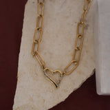 Chunky Gold Chain Heart Necklace
