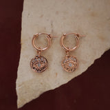 Rose Gold Small Hoops with Eye pendant