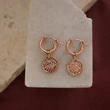 Rose Gold Small Hoops with Eye pendant