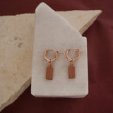 Rose Gold Rectangle Disc Earring