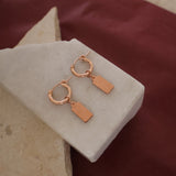 Rose Gold Rectangle Disc Earring