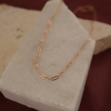Rose Gold Rectangle Link Necklace