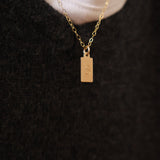Stamped Initial Necklace - Rectangle