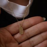 Stamped Initial Necklace - Rectangle