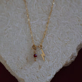 Ruby & Lightning Charm Necklace (Pre-Made)