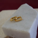Square White Stone Huggies