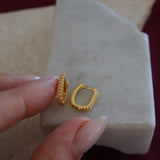 Square White Stone Huggies