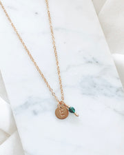 Initial and Birthstone Necklace