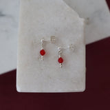 Red Swarovski Silver Studs