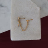 Pearl Double Stud Drop Earrings