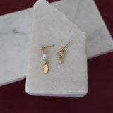 Circle Dangly Stud & Pearl Earrings