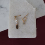 Circle Dangly Stud & Pearl Earrings