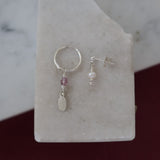 Lilac Hoop and Pearl Stud