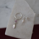 Lilac Hoop and Pearl Stud