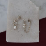 Silver Pearl Circle Stud & Dangly Earrings