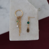 Emerald & Pearl Hoop & Stud Earrings