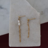 Double Pearl Drop & Ball Stud Earrings
