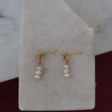 Trio Pearl Gold Earrings
