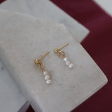 Trio Pearl Gold Earrings