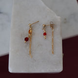Mix Matched Swarovski & Charm Studs (Red)
